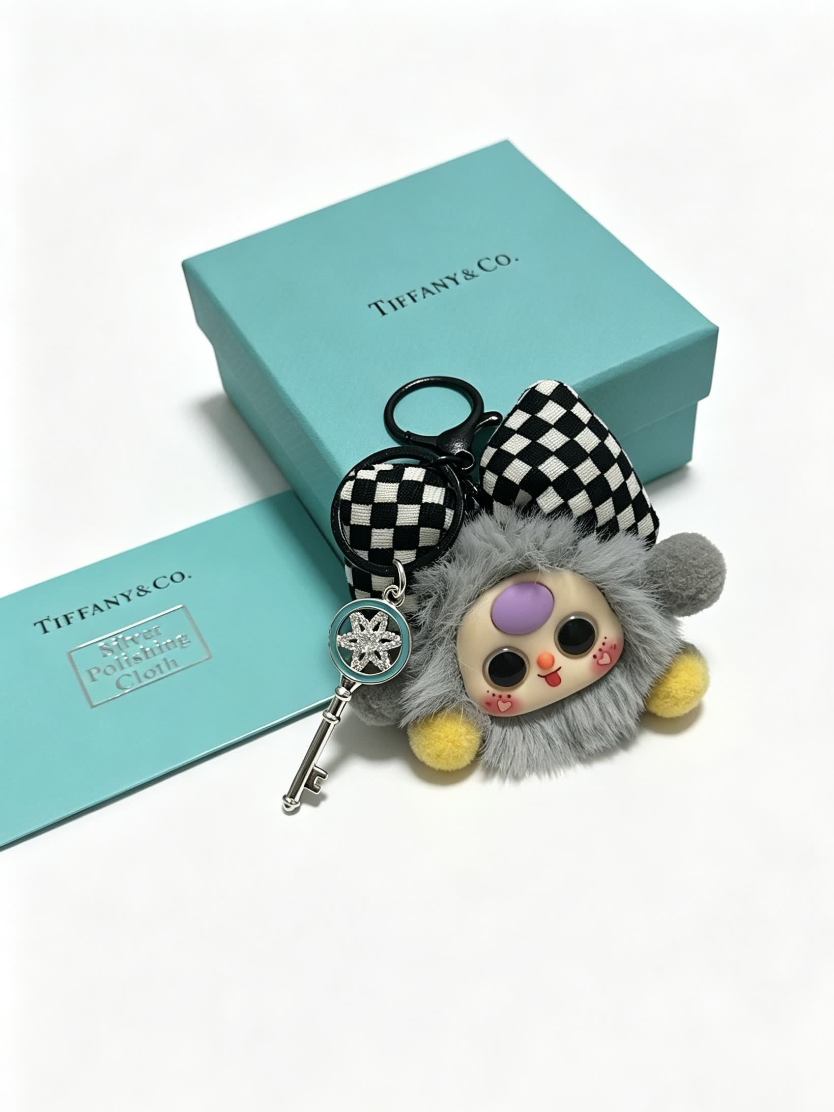 Tiffany & Co. Silver Keychain with Enamel Charm